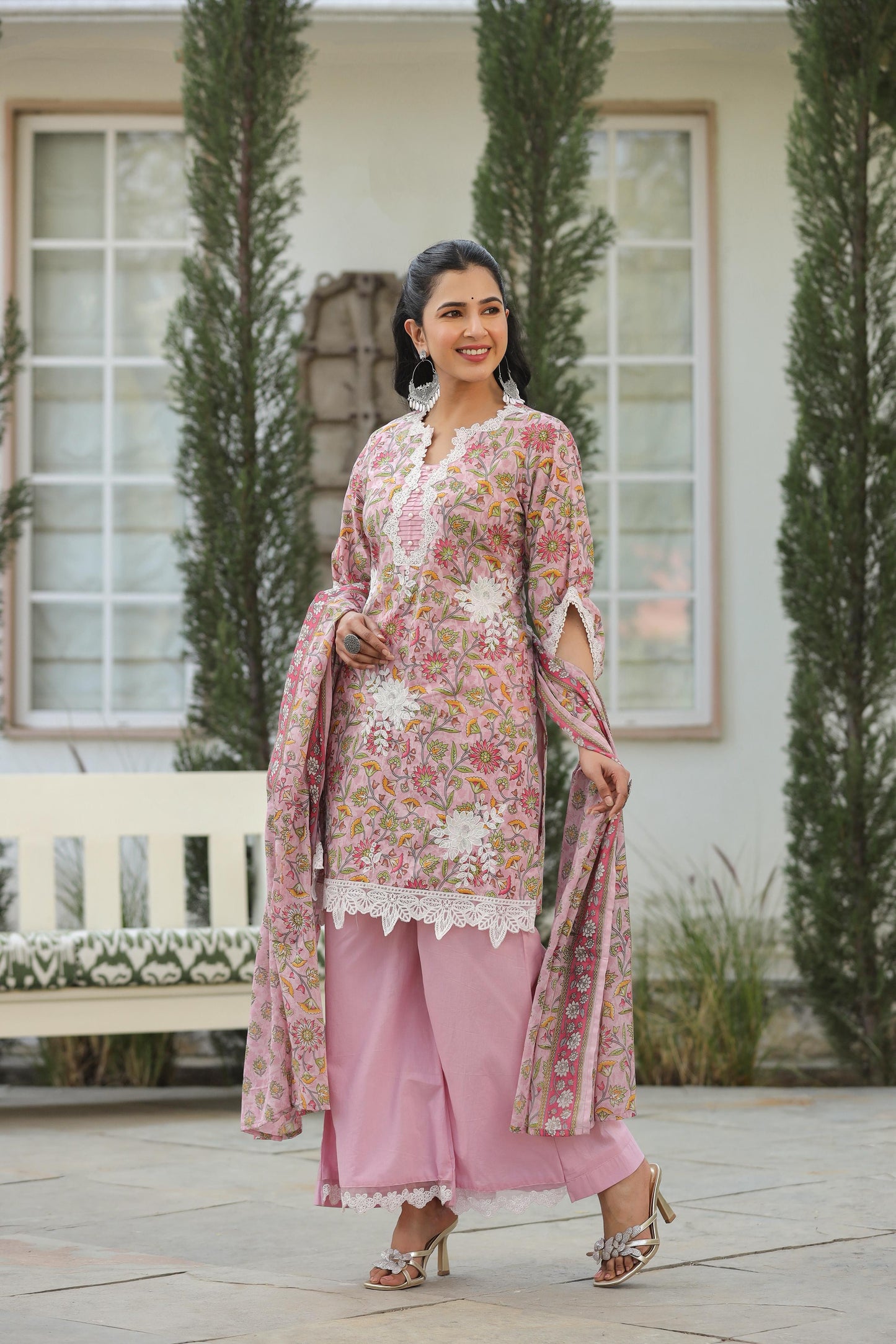 Meher Blush Cotton Kurta Set (Pink Color) (MK328)