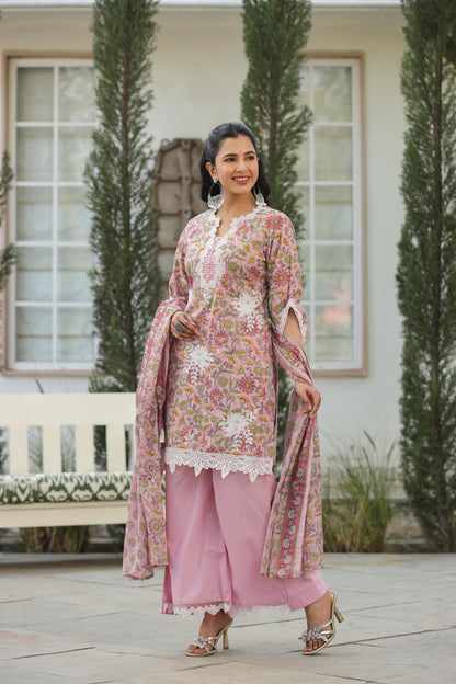Meher Blush Cotton Kurta Set (Pink Color) (MK328)