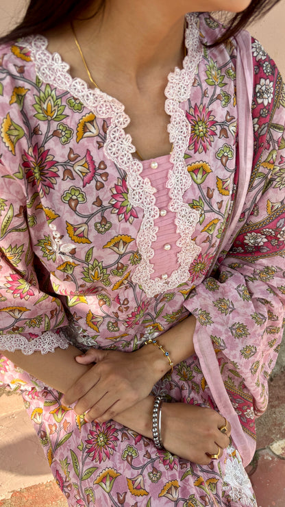 Meher Blush Cotton Kurta Set (Pink Color) (MK328)