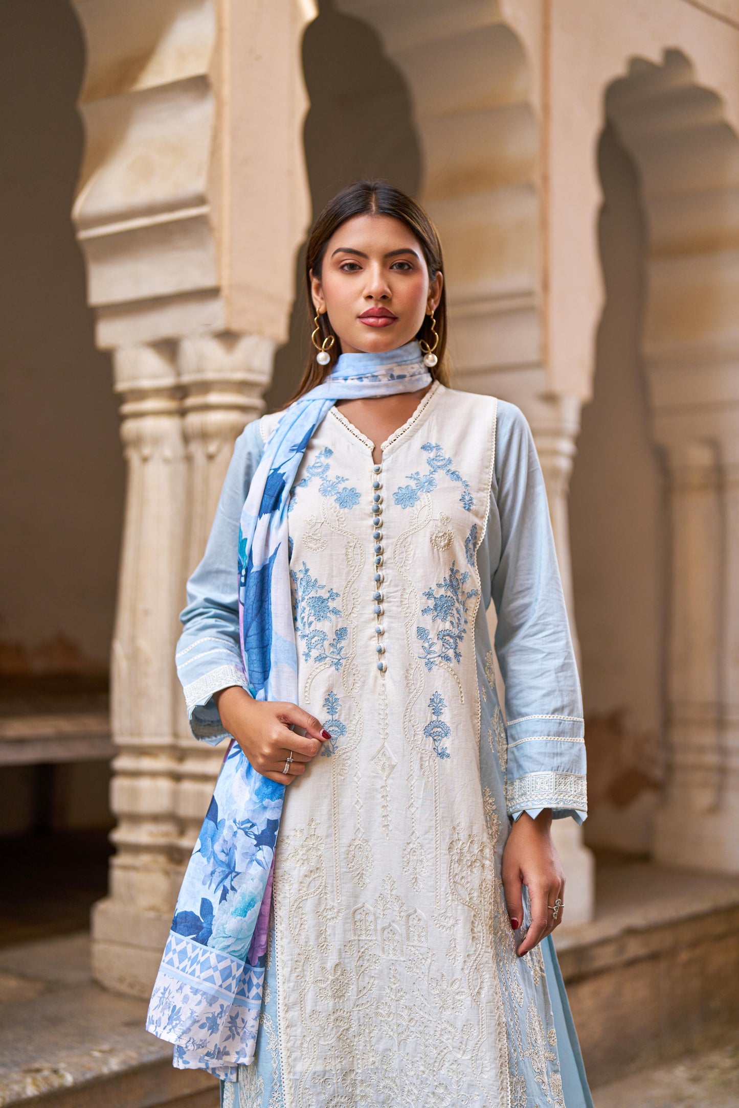 Navya Sky Cotton Kurta Set(GB345)