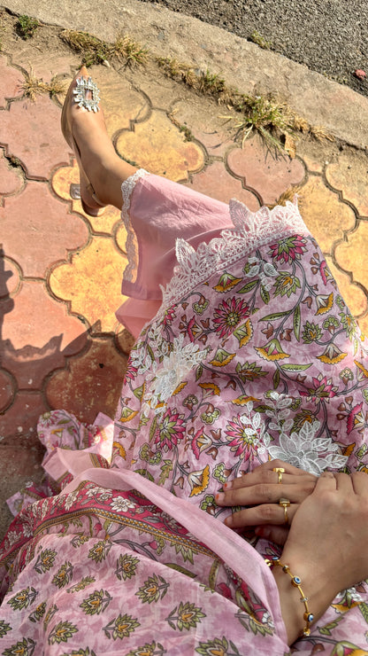 Meher Blush Cotton Kurta Set (Pink Color) (MK328)