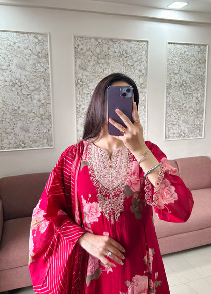 Jasleen Mul Chanderi Kurta Set (MK407).