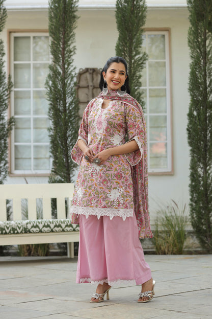 Meher Blush Cotton Kurta Set (Pink Color) (MK328)