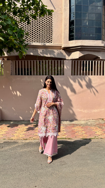 Meher Blush Cotton Kurta Set (Pink Color) (MK328)