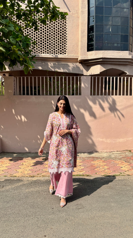 Meher Blush Cotton Kurta Set (Pink Color) (MK328)