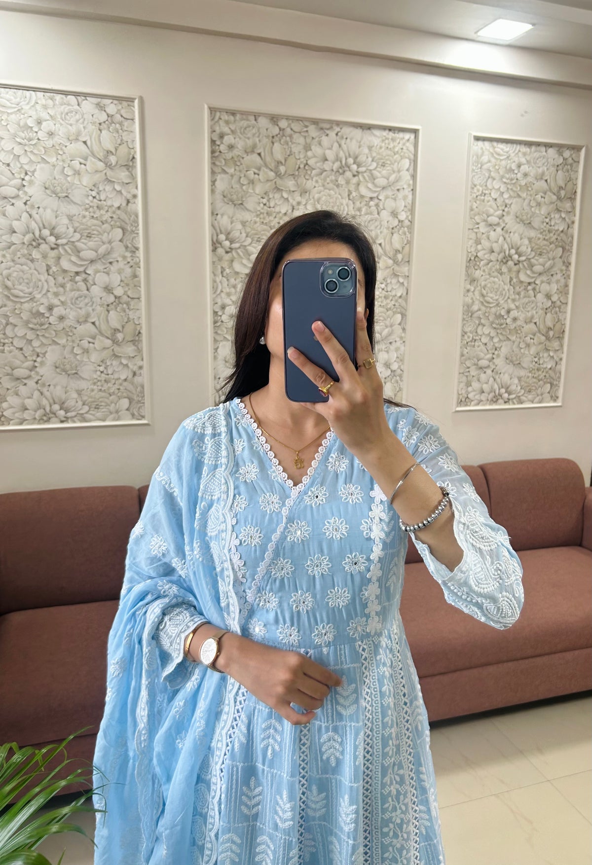 NavRoop Anarkali Suit (Blue Color) (GB387).
