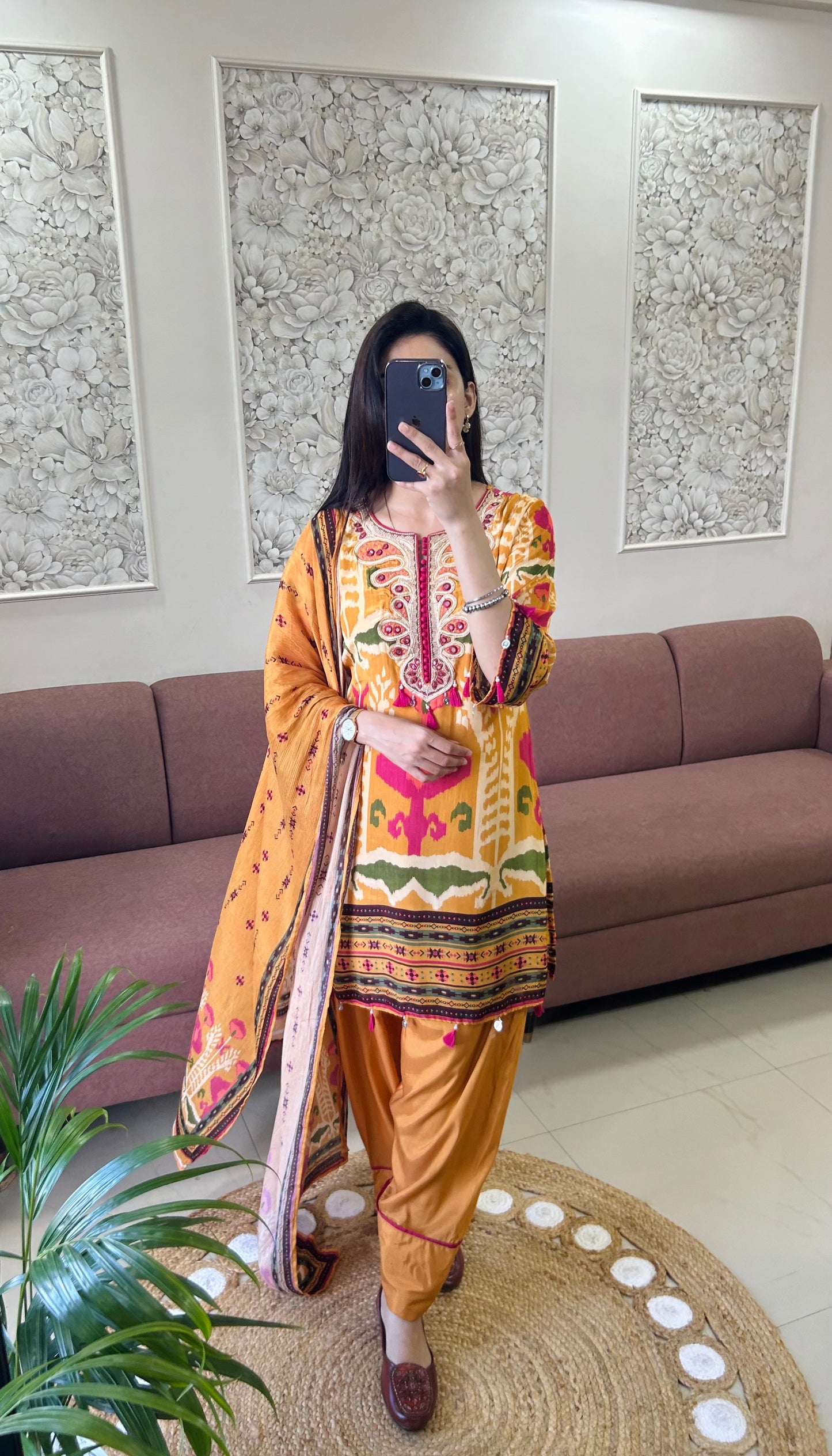 Sahiba Farshi Salwar Suit (Mustard Color) (MK381).