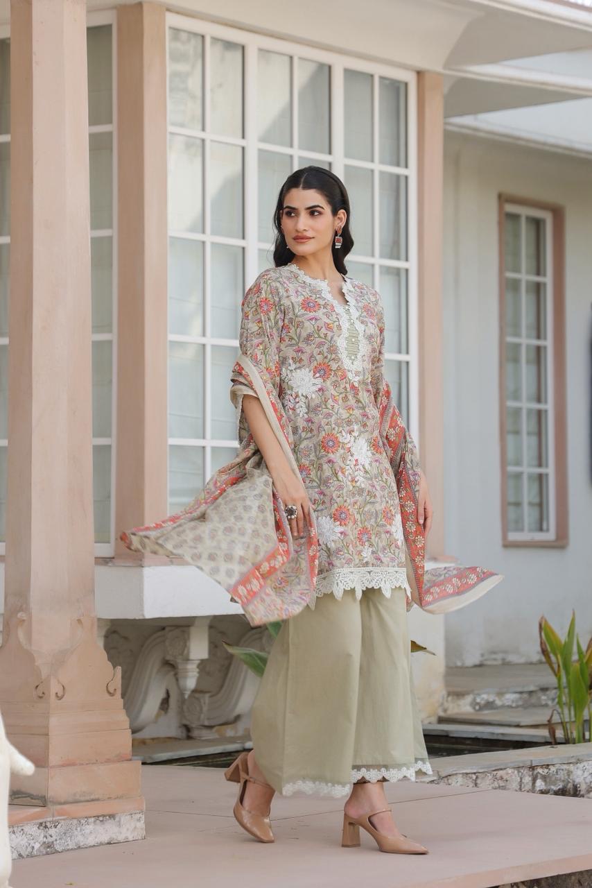 Meher Blush Cotton Kurta Set (Beige Color) (MK328)