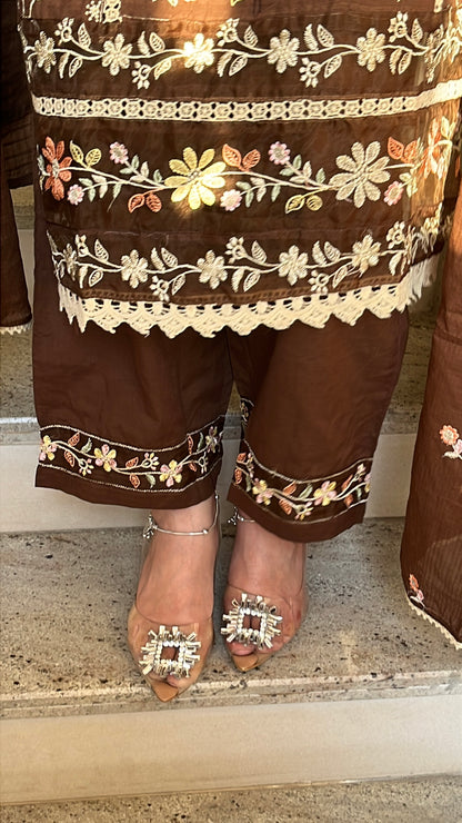 Zoya Brown Cotton Kurta Set(MK357)