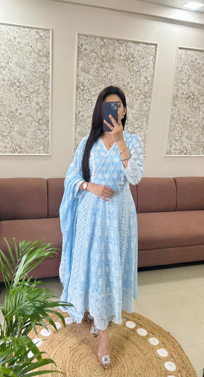 NavRoop Anarkali Suit (Blue Color) (GB387).
