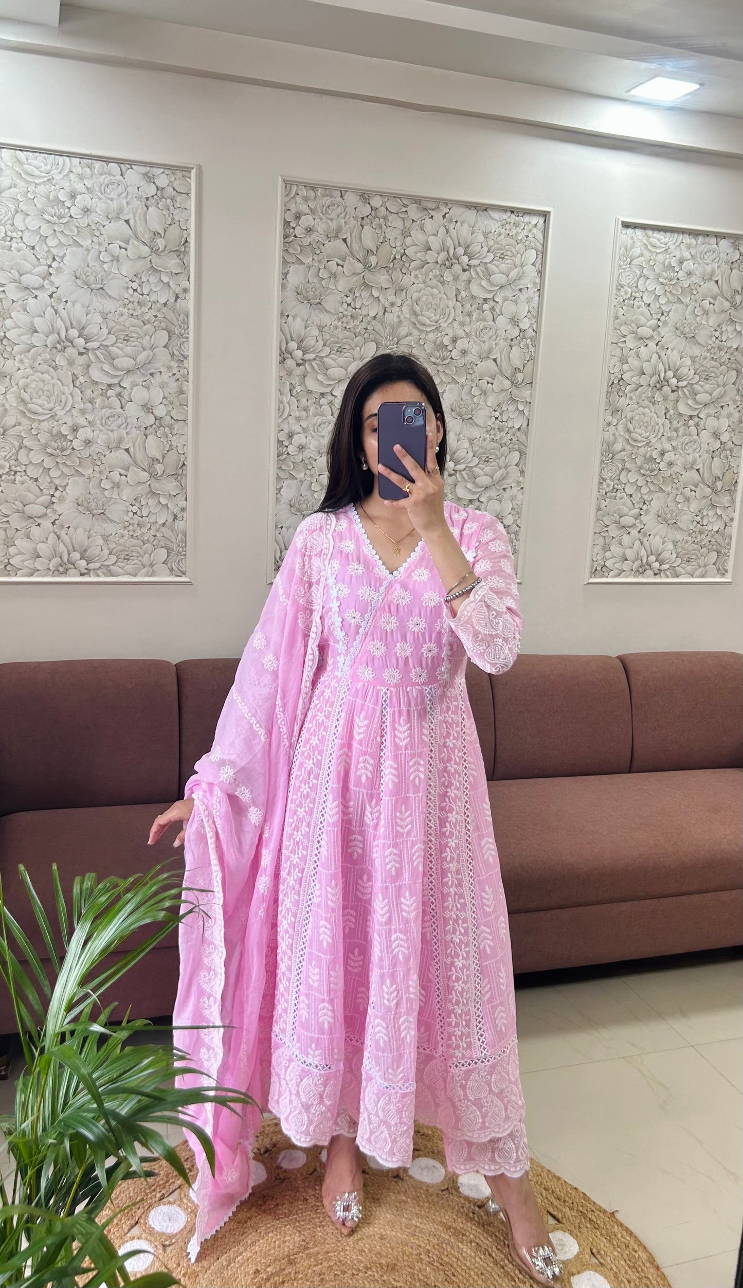 NavRoop Anarkali Suit (Pink Color) (GB387).