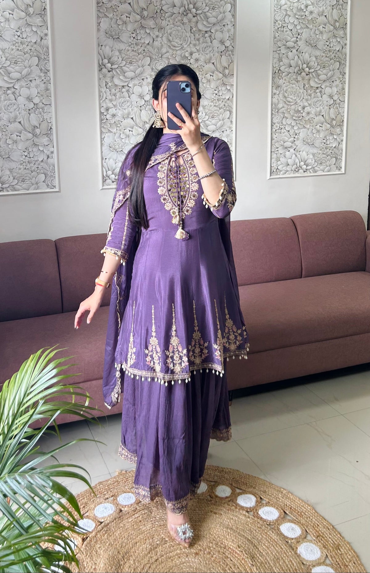 Simer Chinnon Kurta Set (Lavender Color) (MK408).