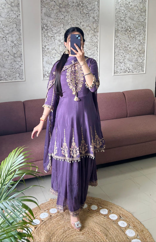 Simer Chinnon Kurta Set (Lavender Color) (MK408).