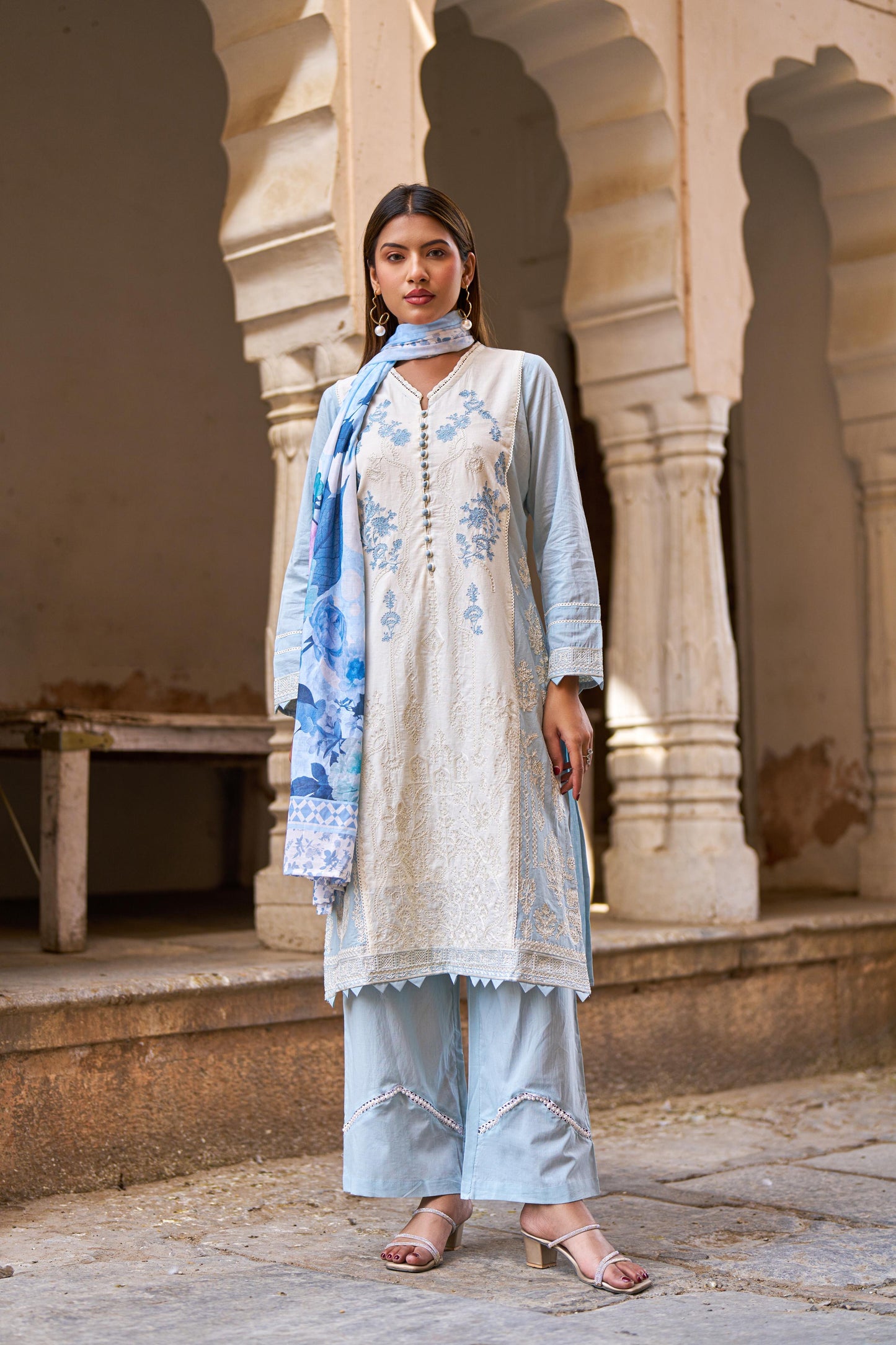 Navya Sky Cotton Kurta Set(GB345)