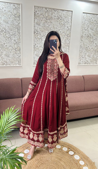 Dilbar Chinnon Anarkali Suit (GB402).