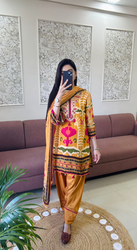 Sahiba Farshi Salwar Suit (Mustard Color) (MK381).