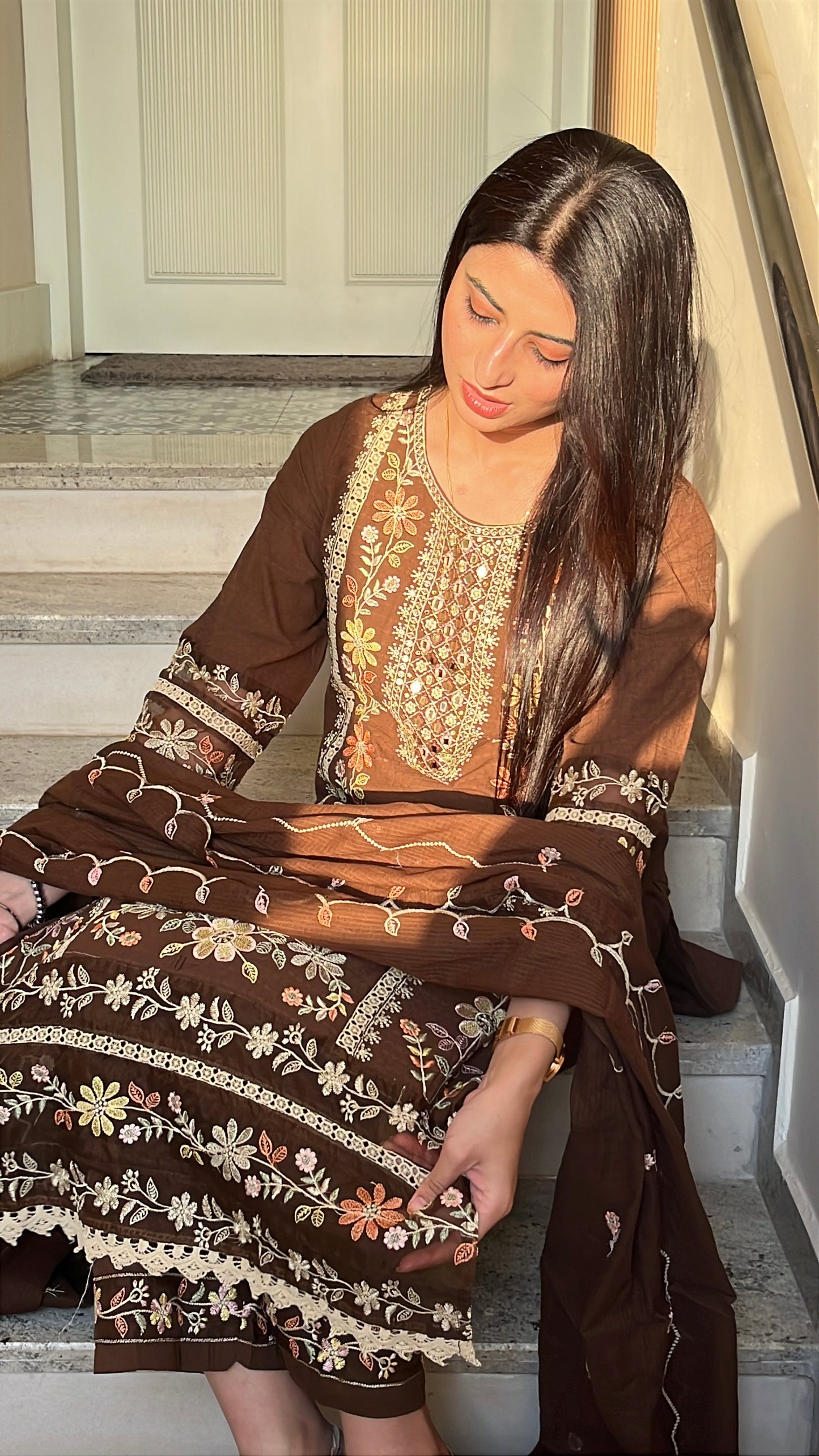 Zoya Brown Cotton Kurta Set(MK357)