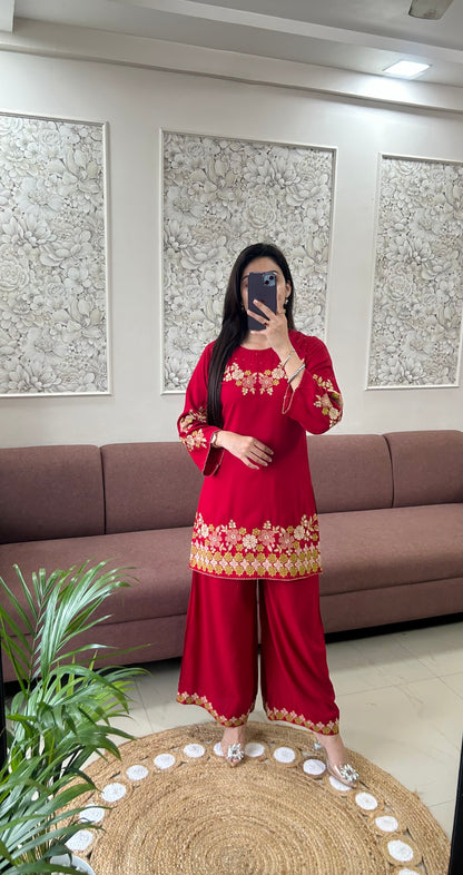 Sifat Reyon Coord Set (Red Color) (GB383).