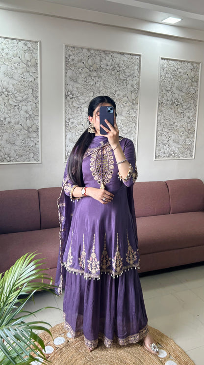 Simer Chinnon Kurta Set (Lavender Color) (MK408).