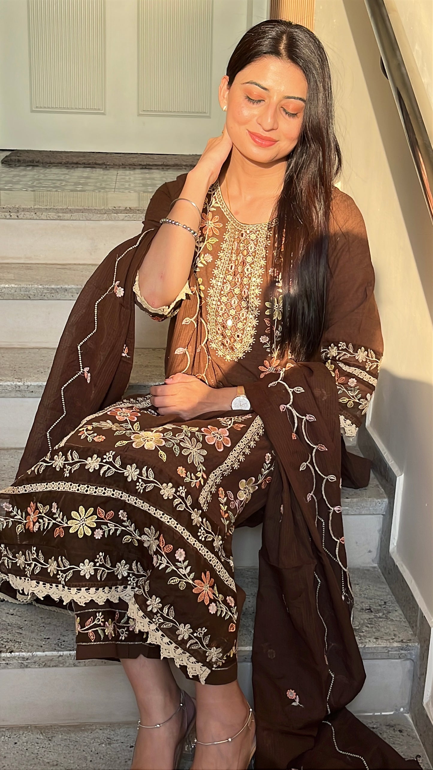 Zoya Brown Cotton Kurta Set(MK357)