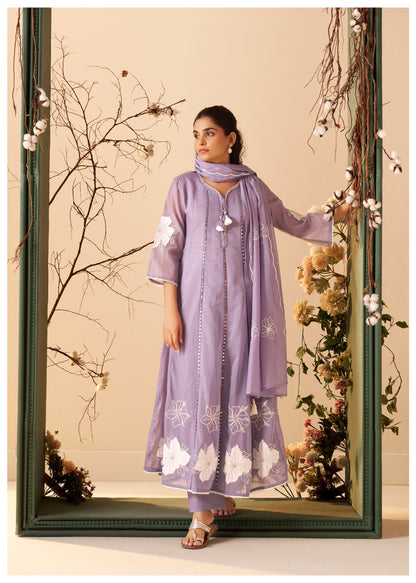 Vaani Mul Chanderi Anarkali Suit (Lilac Color) (MK370).