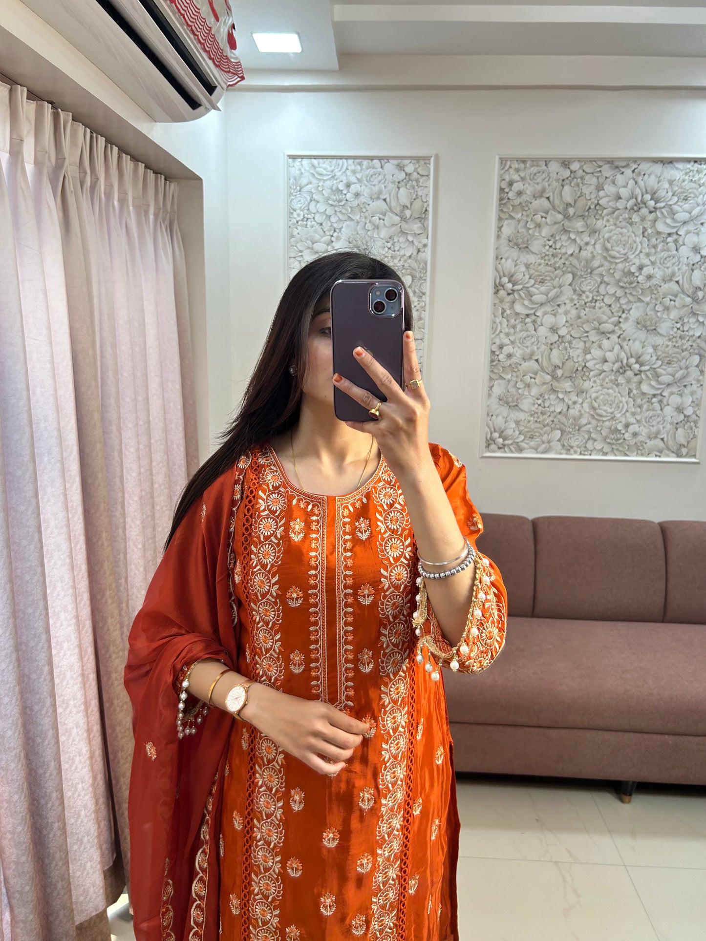 Aarohi Pearl Rust Kurta Set (MK309)