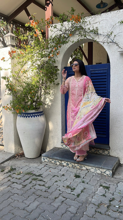 Rosy Sunset Pakistani Style Kurta Set (MK347).