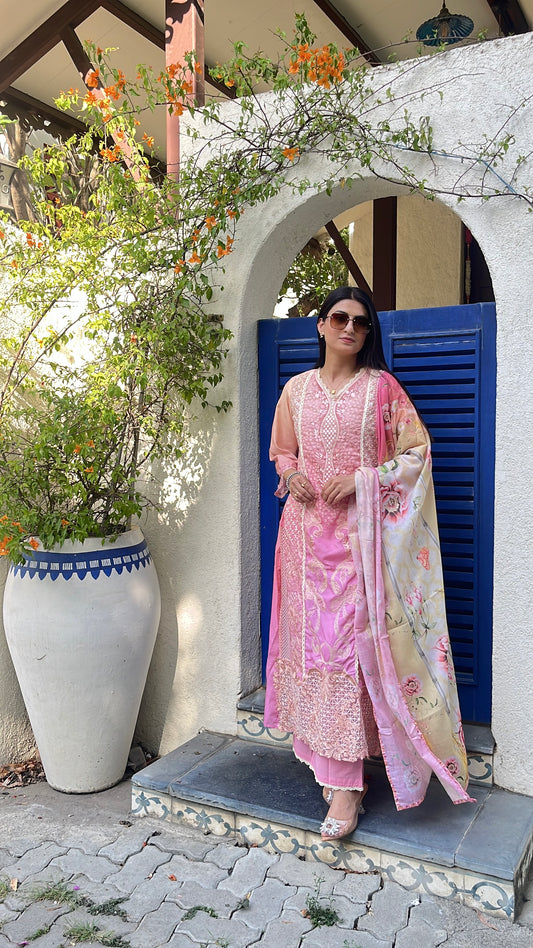 Rosy Sunset Pakistani Style Kurta Set (MK347).