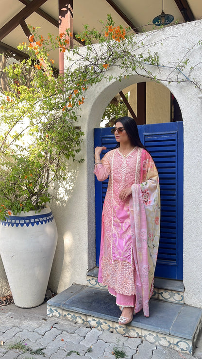 Rosy Sunset Pakistani Style Kurta Set (MK347).