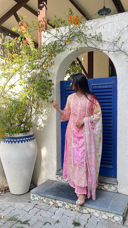 Rosy Sunset Pakistani Style Kurta Set (MK347).