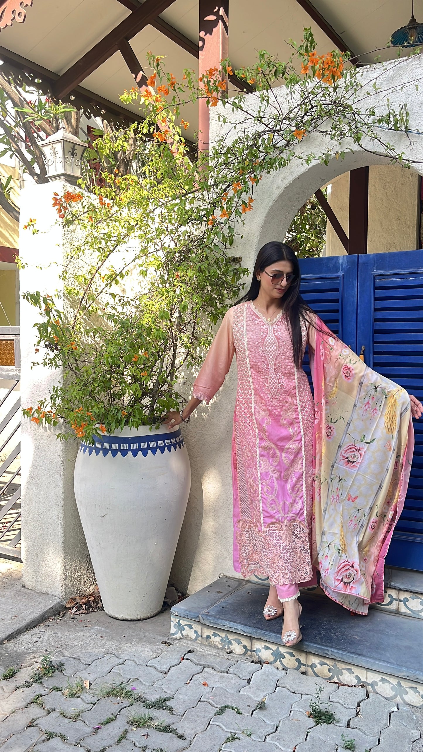 Rosy Sunset Pakistani Style Kurta Set (MK347).