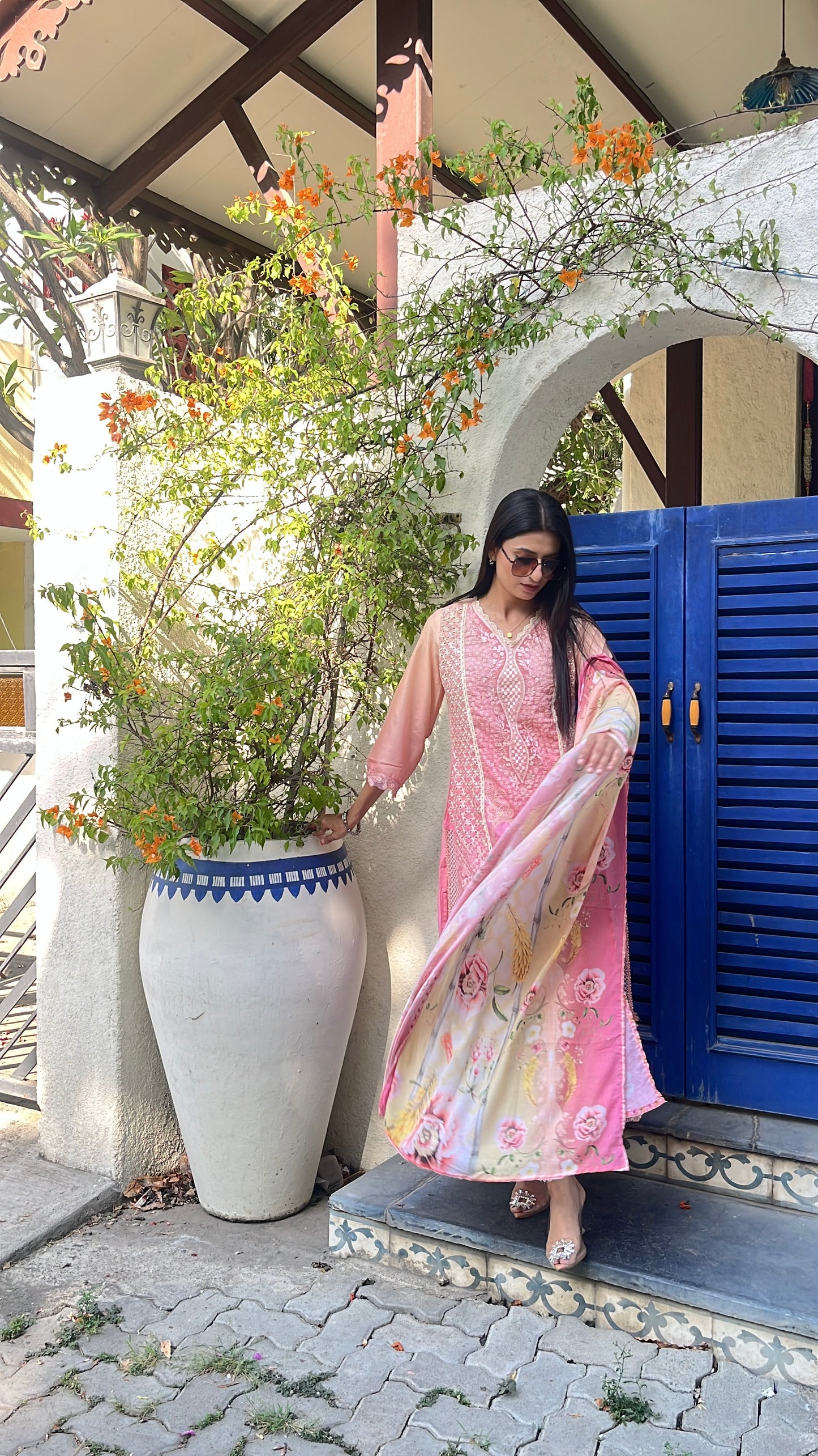 Rosy Sunset Pakistani Style Kurta Set (MK347).