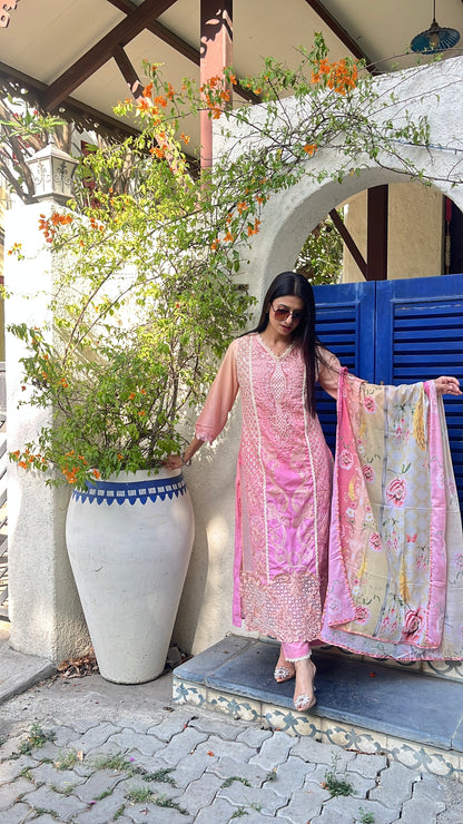 Rosy Sunset Pakistani Style Kurta Set (MK347).