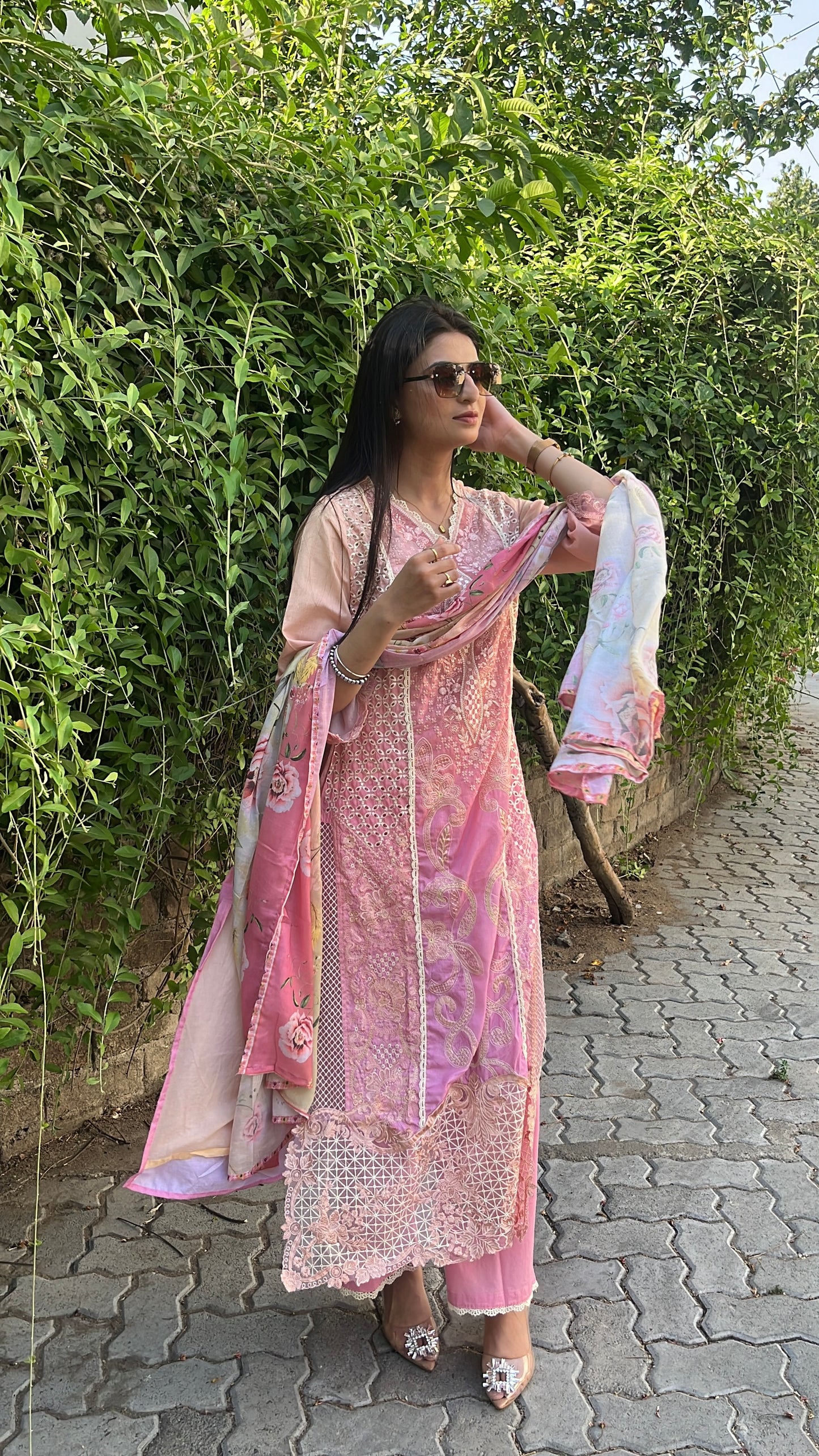 Rosy Sunset Pakistani Style Kurta Set (MK347).