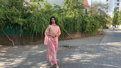 Rosy Sunset Pakistani Style Kurta Set (MK347).