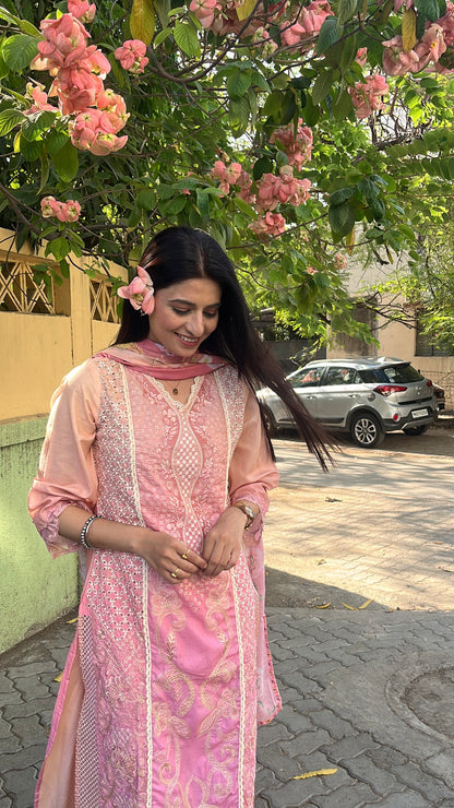 Rosy Sunset Pakistani Style Kurta Set (MK347).