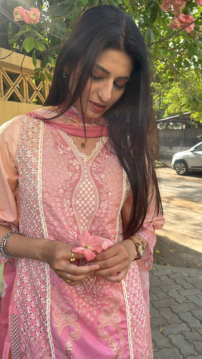 Rosy Sunset Pakistani Style Kurta Set (MK347).