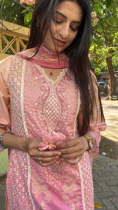 Rosy Sunset Pakistani Style Kurta Set (MK347).