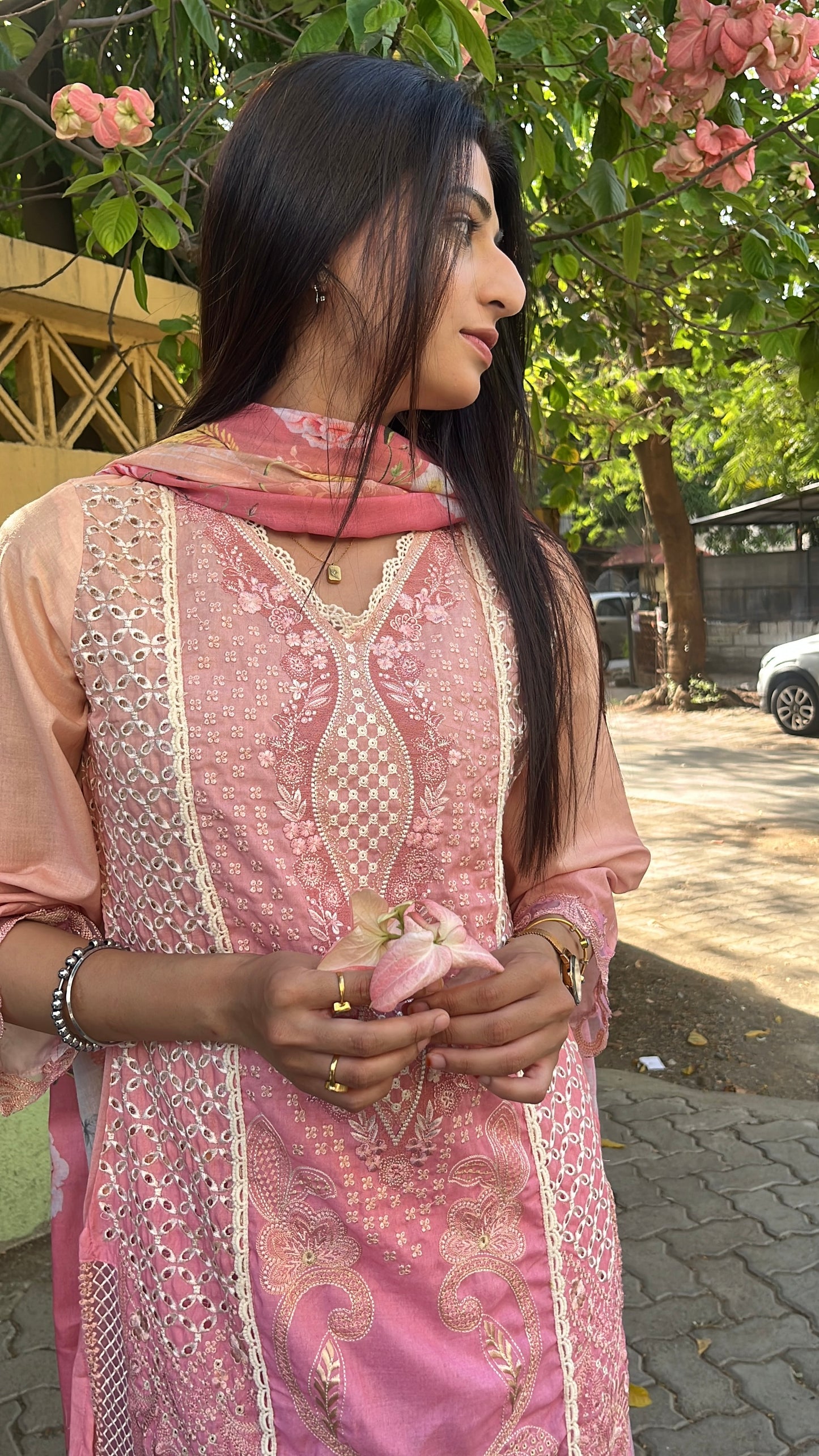 Rosy Sunset Pakistani Style Kurta Set (MK347).