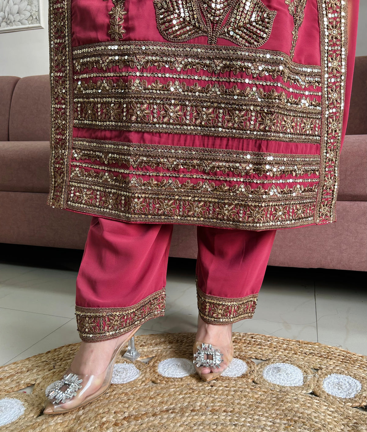 Sargun Georgette Kurta Set (Deep Rose Pink Color) (MK410).
