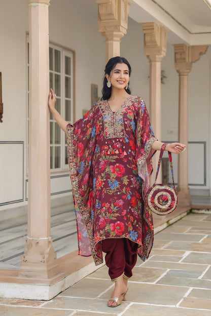 Mehroon Saanjh Kaftan Set - GB168