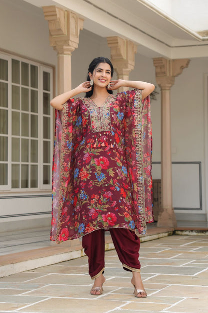 Mehroon Saanjh Kaftan Set - GB168