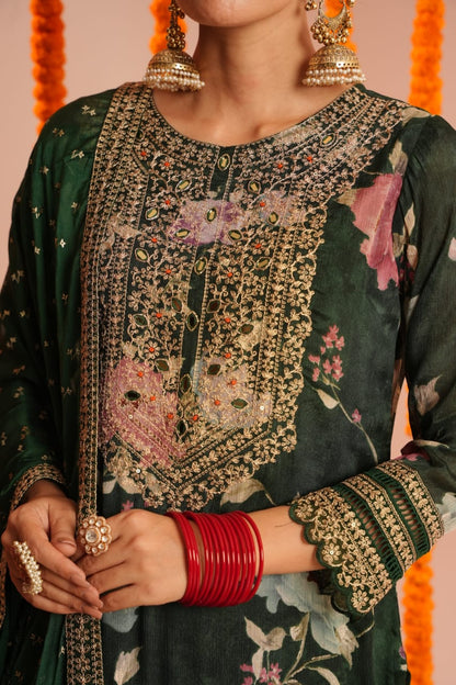 Glistening Green Kurta Set - MK162