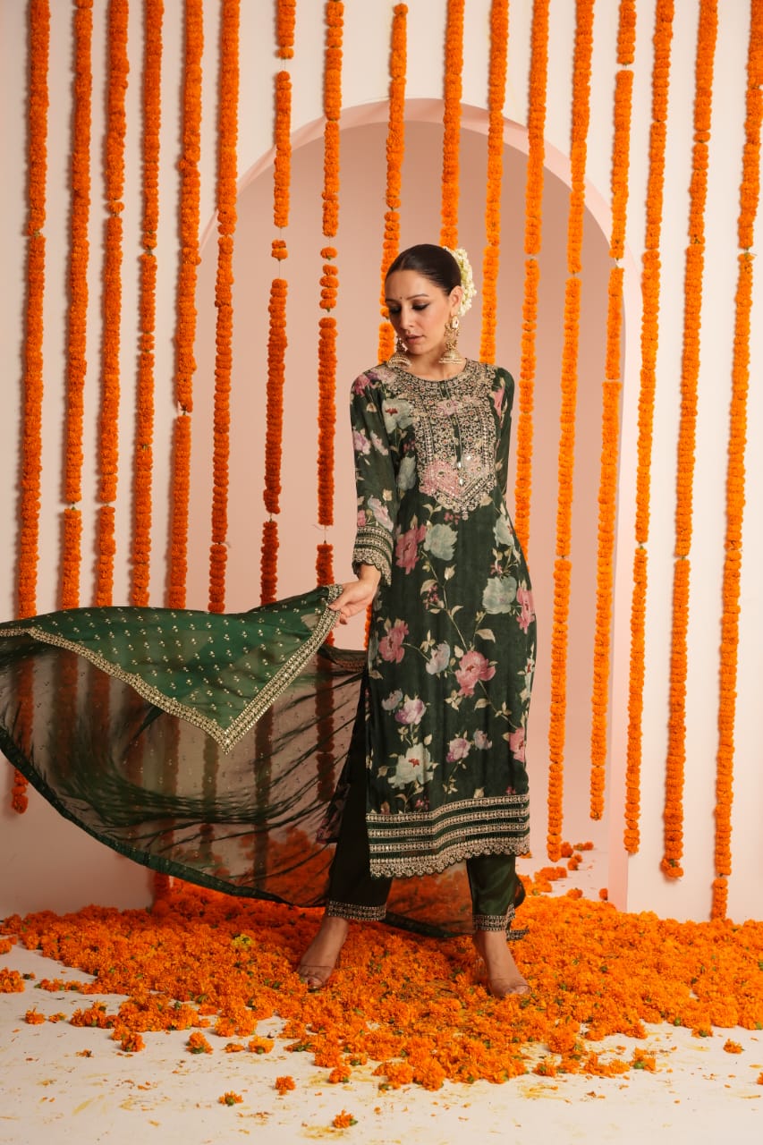 Glistening Green Kurta Set - MK162