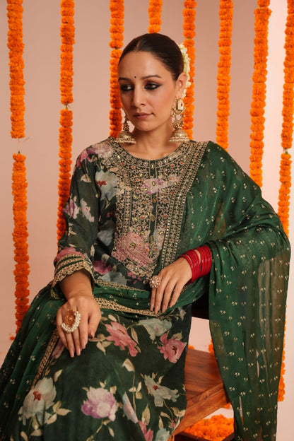 Glistening Green Kurta Set - MK162