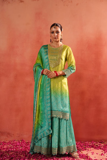 Lime Glow Sharara Set (AB196)