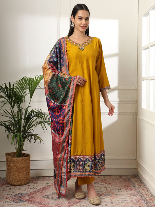 Golden Tapestry Anarkali Suit - MK171