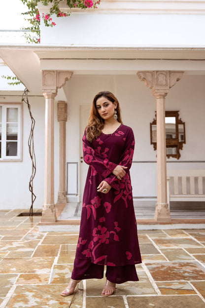 Rosy Wine Co-ord Set (MK193)