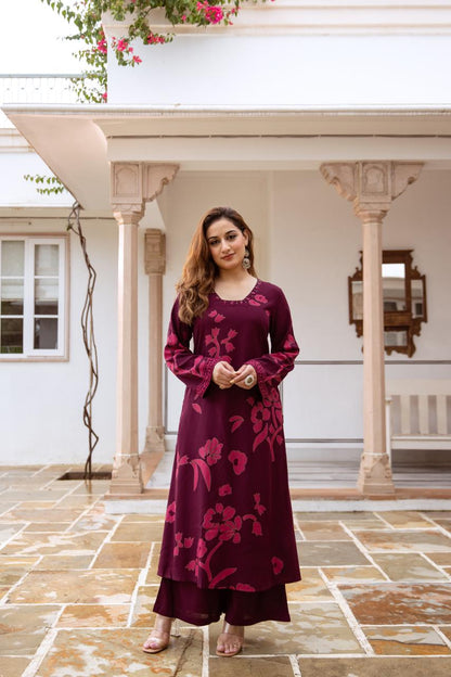 Rosy Wine Co-ord Set (MK193)