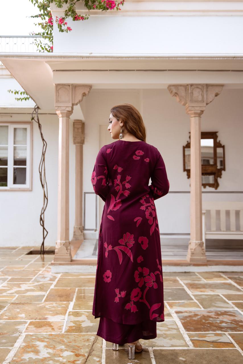 Rosy Wine Co-ord Set (MK193)